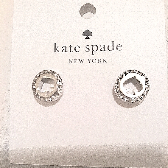 Kate Spade Halo Stud Earrings - Spot the Spade in Silver NEW - Picture 5 of 6